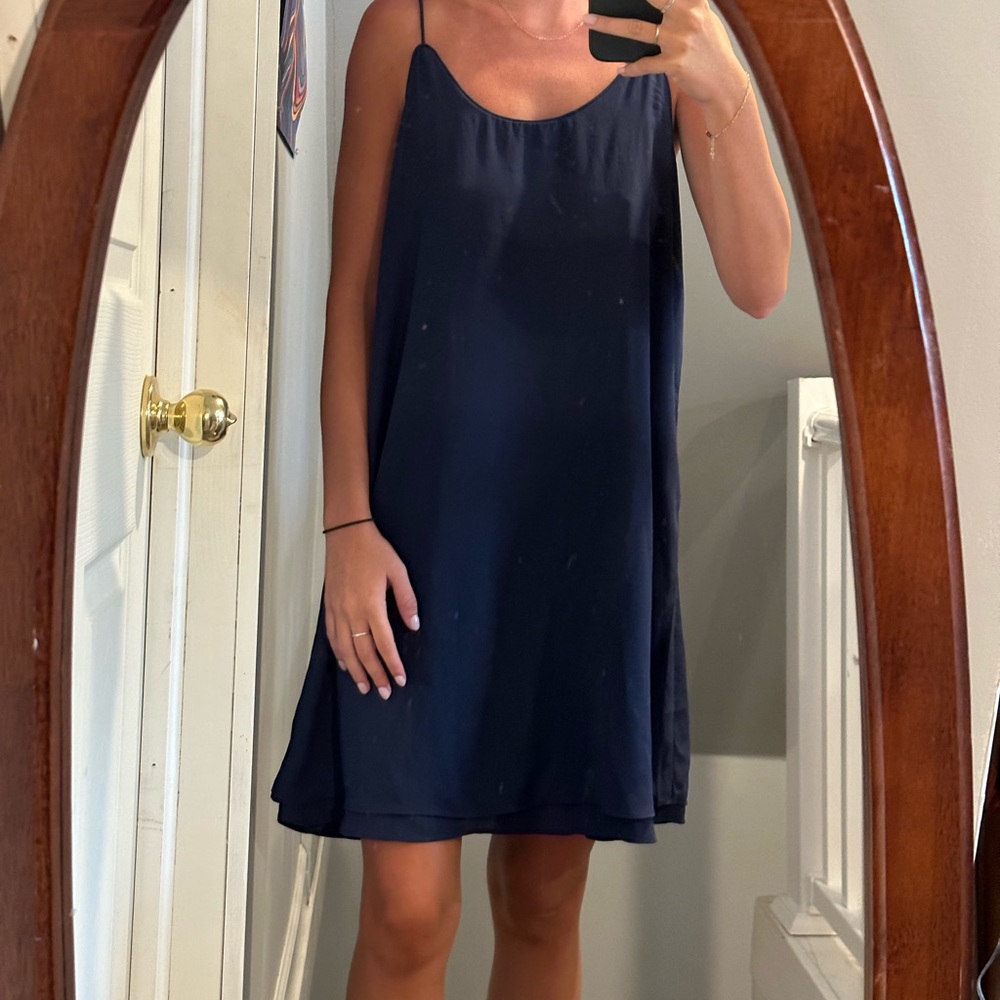 Francesca’s navy blue midi slip dress NWT